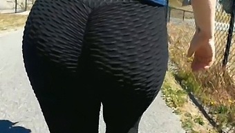 A Curvy Milf Shows Off Her Big Ass In Public