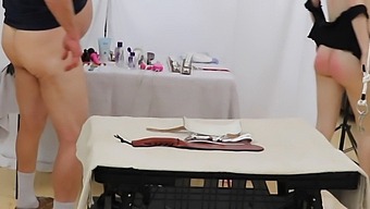 Two Stunning Models In Bondage Indulge In Oral Pleasure And Receive Facials