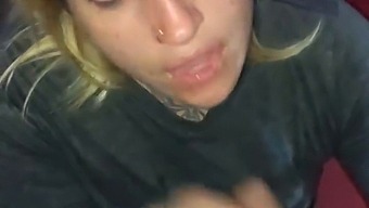 Blonde Babe Gets Covered In Cum While Giving A Deepthroat Blowjob