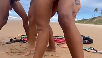 Indulging In Wild Beach Escapades With Unforeseen Males At The Nude Beach, Resulting In A Climactic Finish.